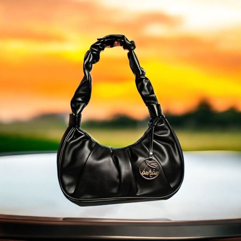 NEW!!! Black Scrunch Pleated Baguette